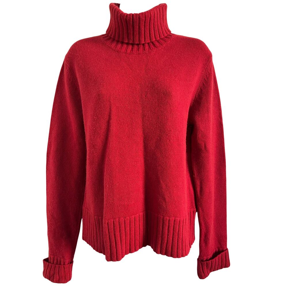 Lauren Ralph Lauren Merino Wool Cashmere Angora Turtleneck Sweater Red Size L